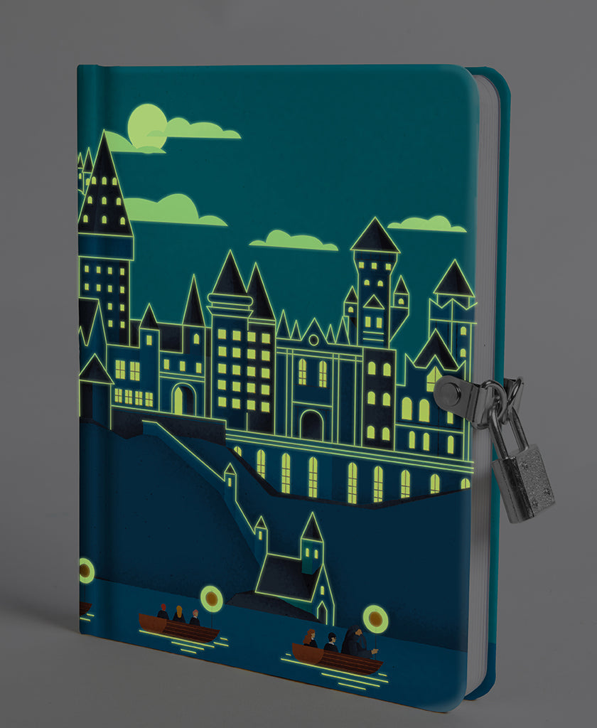 Hardcover Harry Potter Hogwarts Castle at Night Lock & Key Diary by Insight Editions featuring a detailed castle illustration.