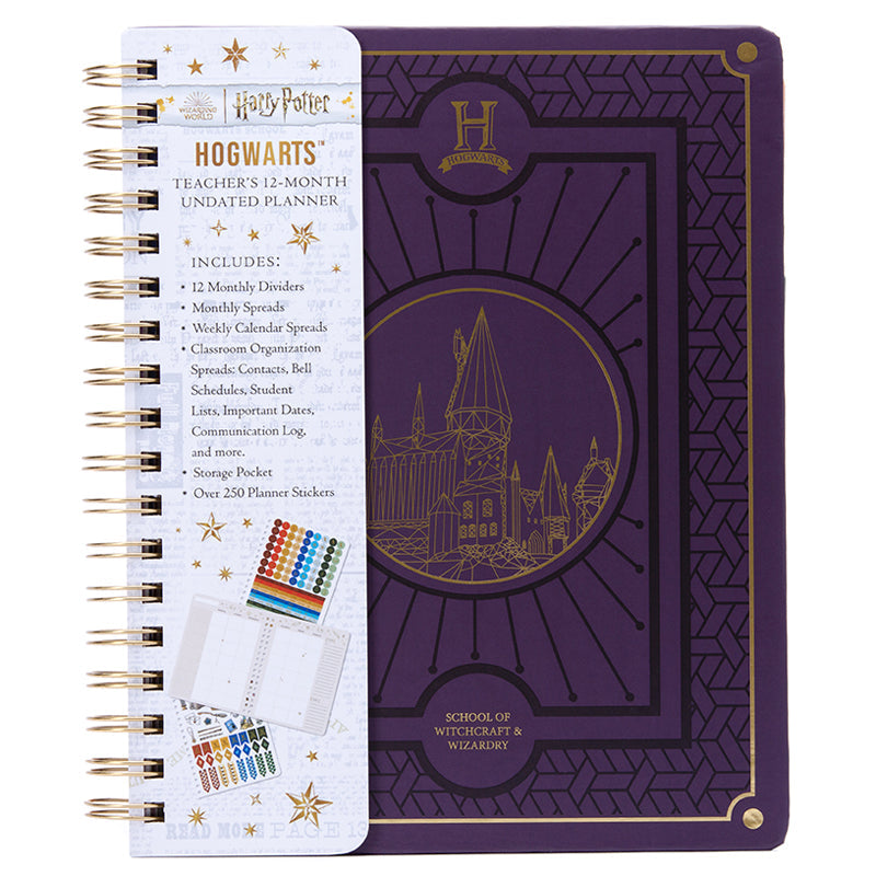 Hardcover Harry Potter Hogwarts Teacher's 12-Month Undated Planner by Insight Editions, featuring magical design and organization pages.