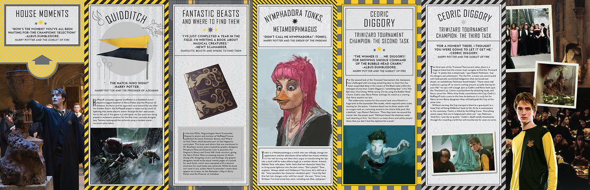 Open hardcover Harry Potter Hufflepuff Magic book with illustrated interior pages from Insight Editions.
