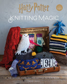 Hardcover copy of Harry Potter: Knitting Magic book by Insight Editions, featuring magical knitting patterns and illustrations.