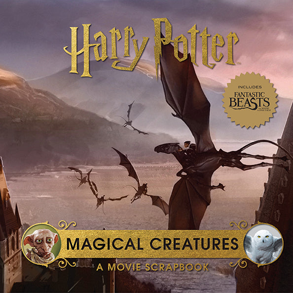 Hardcover Harry Potter: Magical Creatures movie scrapbook by Insight Editions, featuring images and memorabilia of magical creatures from the films.