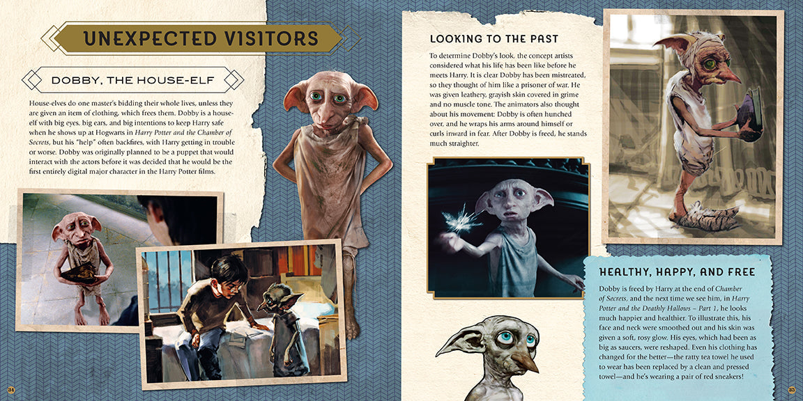Hardcover Harry Potter: Magical Creatures movie scrapbook by Insight Editions featuring magical creature illustrations and film memorabilia