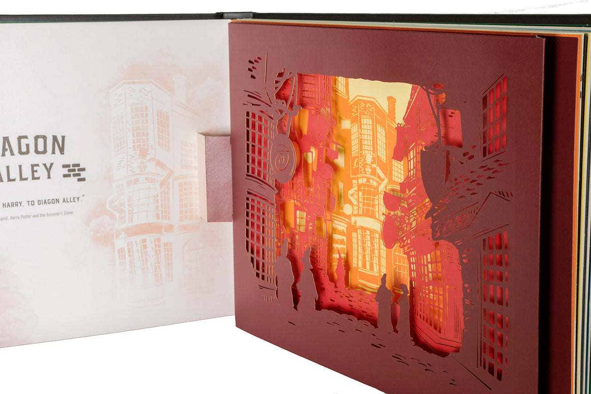 Interior page of Harry Potter: Magical Places hardcover book by Insight Editions, featuring detailed illustrations of iconic locations.