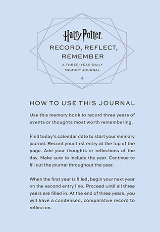 Hardcover Harry Potter Memory Journal by Insight Editions with embossed title and magical design for recording memories and reflections.