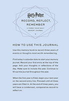 Hardcover Harry Potter Memory Journal by Insight Editions with embossed title and magical design for recording memories and reflections.