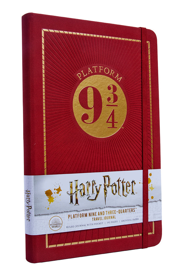 Hardcover Harry Potter journal featuring Platform Nine and Three-Quarters design by Insight Editions, with magical Harry Potter-themed cover.