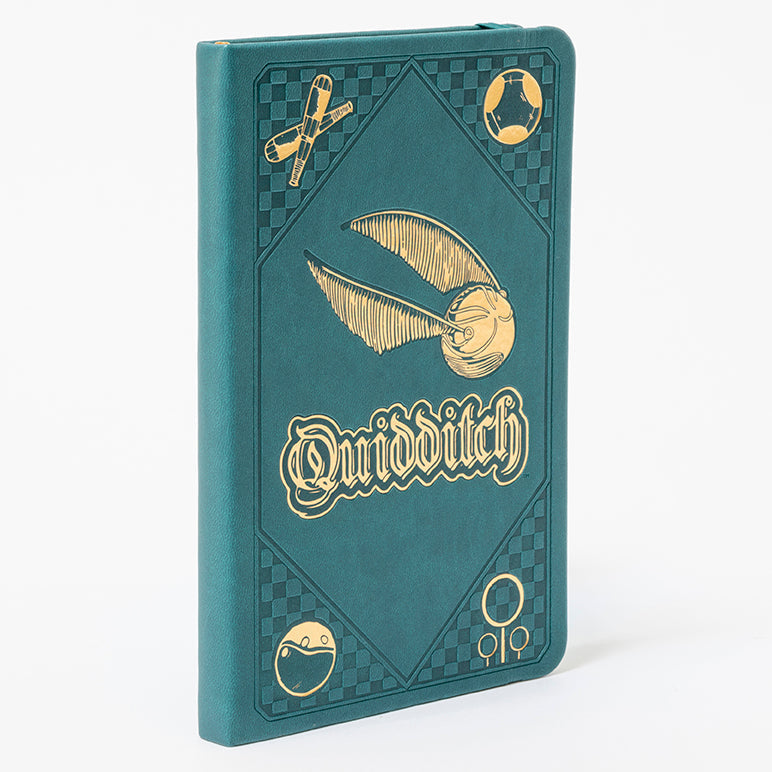 Hardcover Harry Potter Quidditch ruled journal by Insight Editions, featuring magical-themed design on the cover.