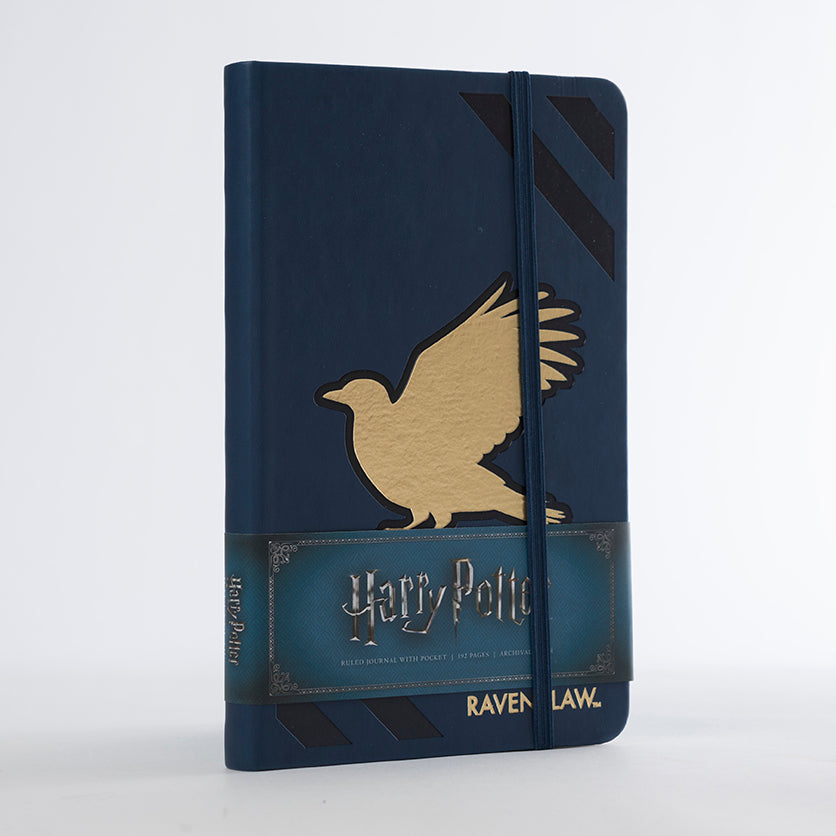 Harry Potter Ravenclaw hardcover ruled journal with Ravenclaw crest and blue cover, by Insight Editions.