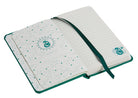 Hardcover Harry Potter Slytherin Constellation ruled pocket journal with green cover and Slytherin emblem from Insight Editions.