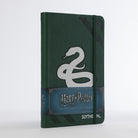Harry Potter Slytherin hardcover ruled journal with green cover and Slytherin emblem, perfect for notes and writing.