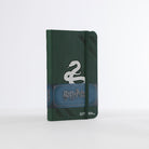 Hardcover Harry Potter Slytherin ruled pocket journal by Insight Editions with green cover and Slytherin emblem.