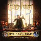 Hardcover Harry Potter: Spells and Charms movie scrapbook by Insight Editions, featuring colorful pages and magical illustrations.