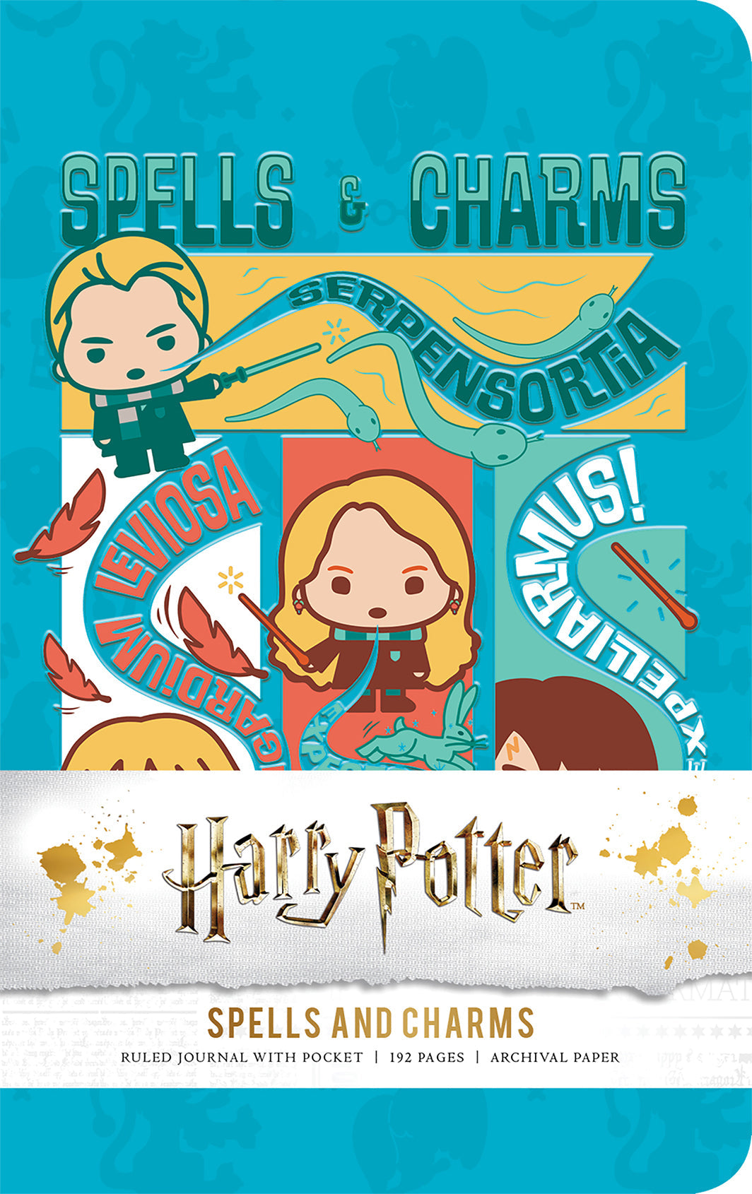Hardcover Harry Potter Spells and Charms Ruled Pocket Journal by Insight Editions with magical design on cover.