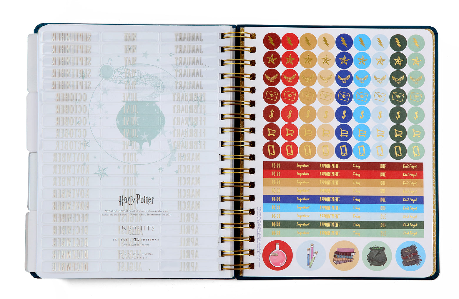 Hardcover Harry Potter Spells and Potions 12-Month Undated Planner by Insight Editions with magical themed cover and pages inside