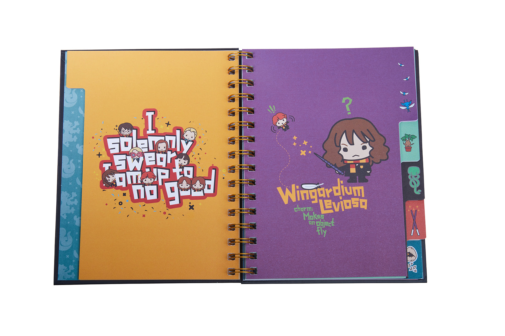 Hardcover Harry Potter spiral notebook by Insight Editions with magical-themed cover design and lined pages inside.