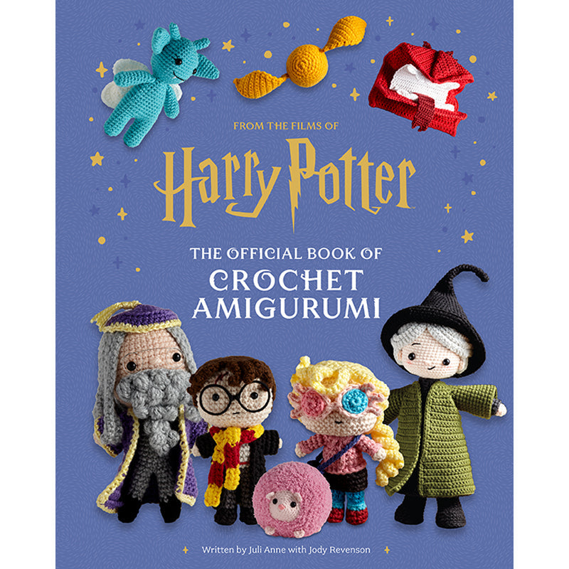 Hardcover book titled Harry Potter: The Official Book of Crochet Amigurumi by Insight Editions, featuring Harry Potter-themed crochet patterns.