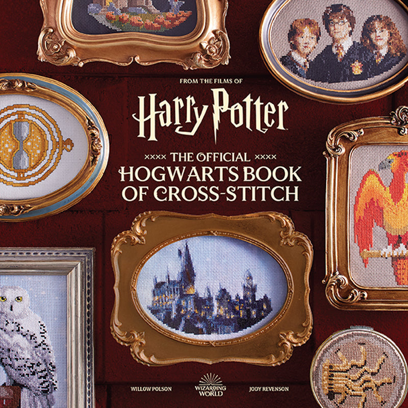 Hardcover Harry Potter: The Official Hogwarts Book of Cross-Stitch by Insight Editions, featuring magical cross-stitch patterns and designs.