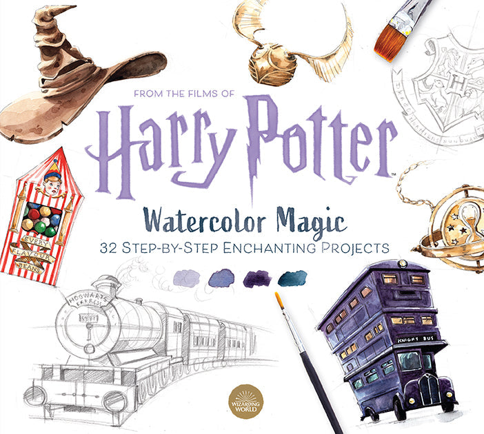 Hardcover Harry Potter Watercolor Magic book by Insight Editions featuring vibrant watercolor illustrations on the cover.