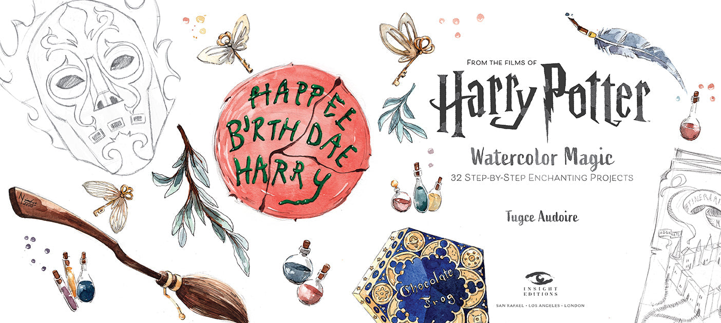 Hardcover Harry Potter Watercolor Magic book by Insight Editions featuring vibrant watercolor cover art.