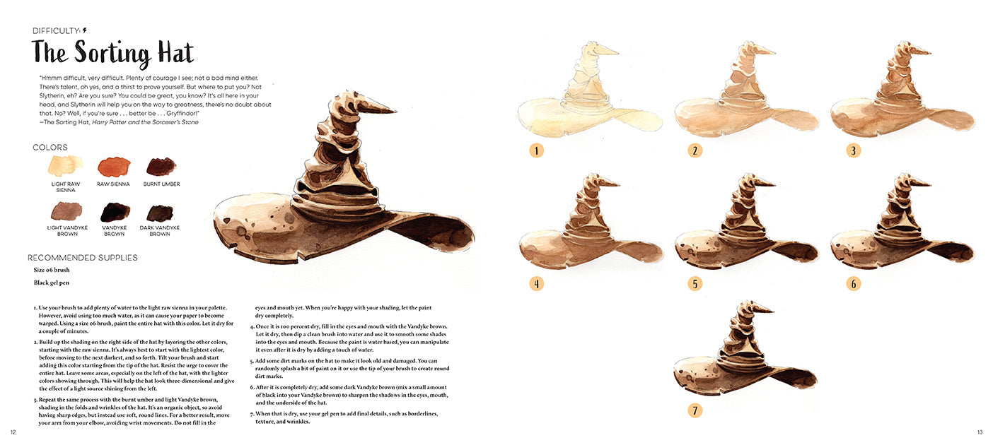Hardcover Harry Potter Watercolor Magic book by Insight Editions featuring vibrant magical watercolor illustrations.