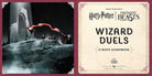 Hardcover Harry Potter Wizard Duels scrapbook by Insight Editions showing magical duel illustrations and vintage movie-themed pages.