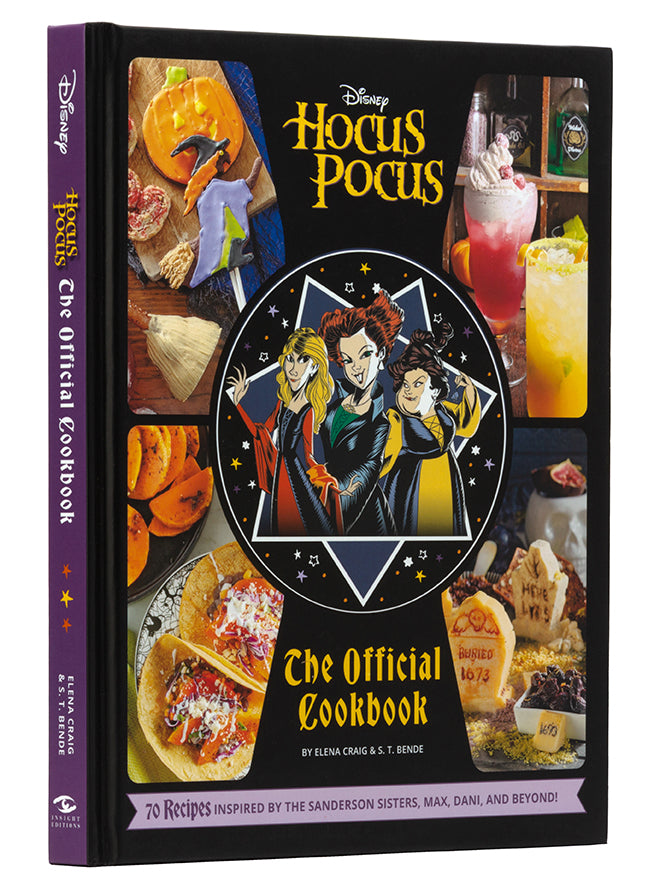 Hardcover of "Hocus Pocus: The Official Cookbook" by Insight Editions, featuring spooky-themed recipes and whimsical cover art.