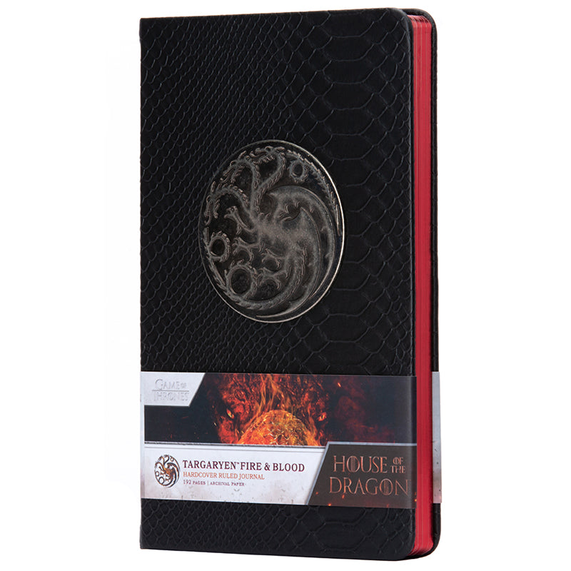 Hardcover House of the Dragon Targaryen Fire & Blood journal by Insight Editions with dragon-themed cover design.