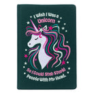 Hardcover embroidered journal titled "I Wish I Was a Unicorn" by Insight Editions, featuring whimsical unicorn design on the cover.