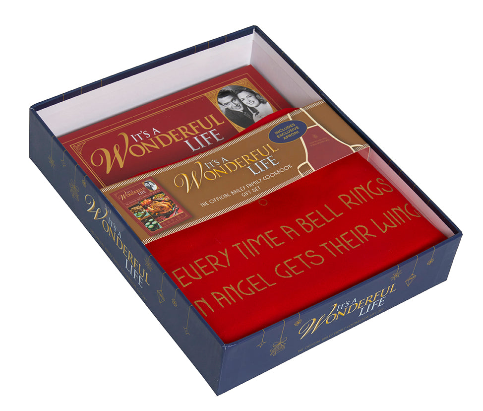 Hardcover of "It's a Wonderful Life" Bailey Family Cookbook Gift Set by Insight Editions, featuring festive holiday recipes and family photos.