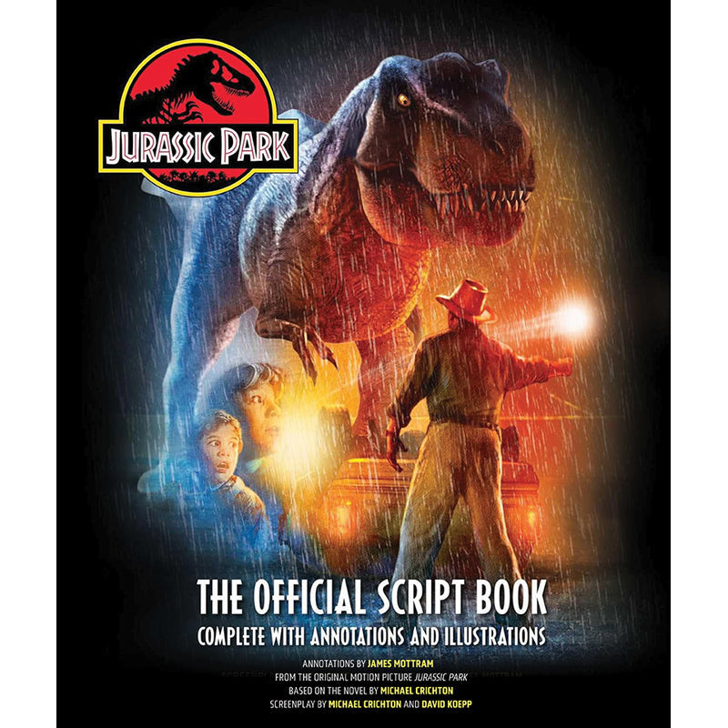 Hardcover of Jurassic Park: The Official Script Book by Insight Editions, featuring the iconic script and cover art.