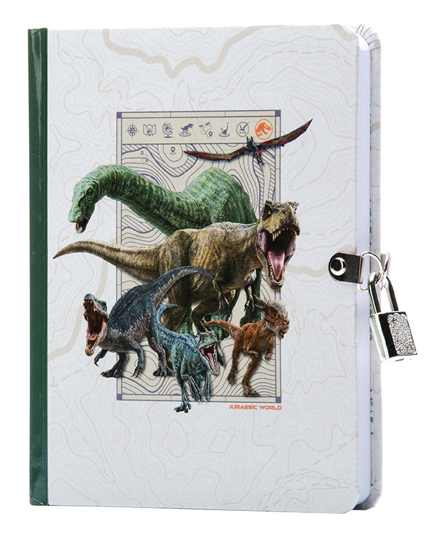 Hardcover Jurassic World Lock & Key Diary by Insight Editions with themed cover and lock design for writing and organization.