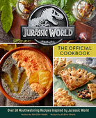 Hardcover of Jurassic World: The Official Cookbook by Insight Editions featuring colorful dinosaur-themed recipe pages.