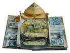 Hardcover Jurassic World: The Ultimate Pop-Up Book by Insight Editions showing colorful dinosaur pop-ups and detailed pages inside.