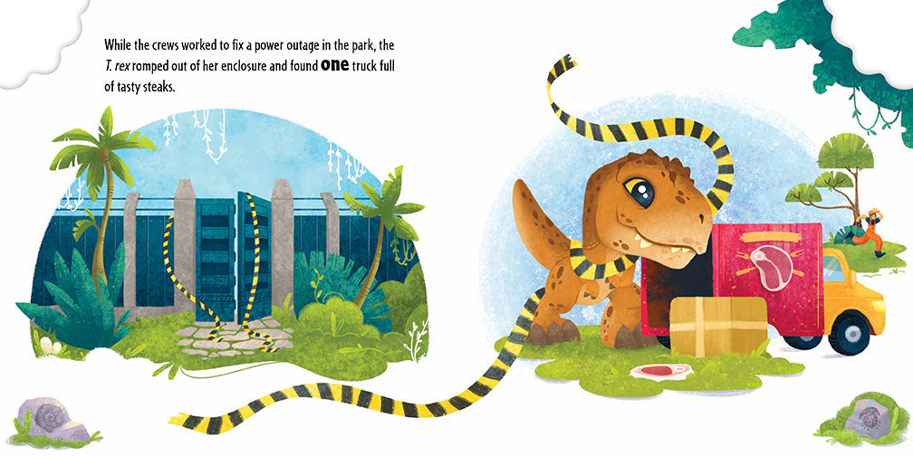 Hardcover book titled Jurassic World: The Very Hungry Dinosaur by Insight Editions, featuring a colorful dinosaur illustration.