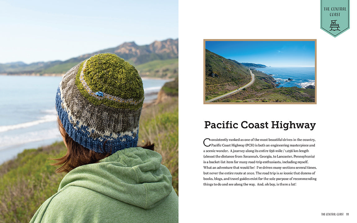 Hardcover book titled "Knitting California" by Insight Editions featuring a colorful knitting pattern on the cover.