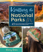 Hardcover book titled "Knitting the National Parks" by Insight Editions, featuring colorful illustrations of national parks.