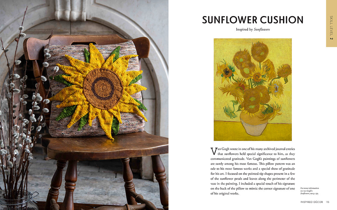 Hardcover Knitting Van Gogh book by Insight Editions featuring artwork-inspired knitting patterns and illustrations.