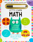 Hardcover "Let's Learn: First Math Skills" workbook by Insight Editions with write and wipe pages for early math practice.