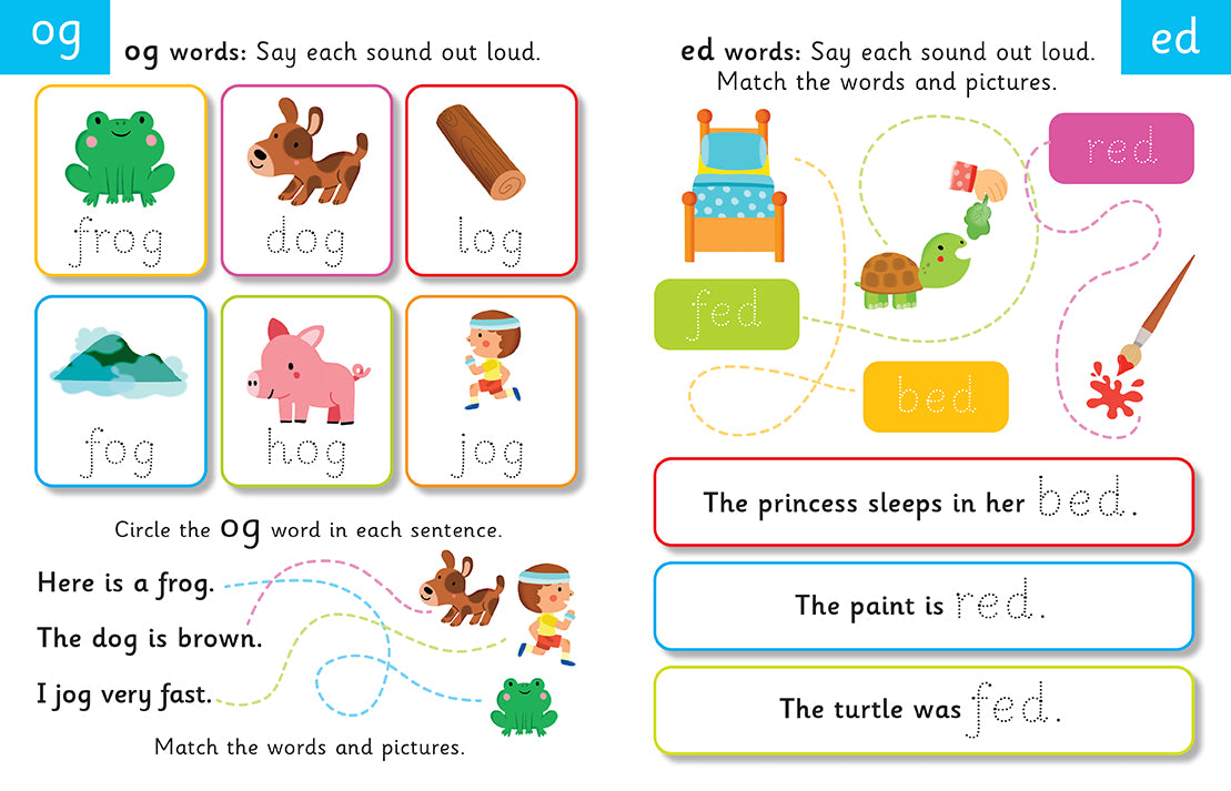Hardcover "Let's Learn: Word Families" Write and Wipe educational book by Insight Editions, featuring colorful illustrations and practice pages.