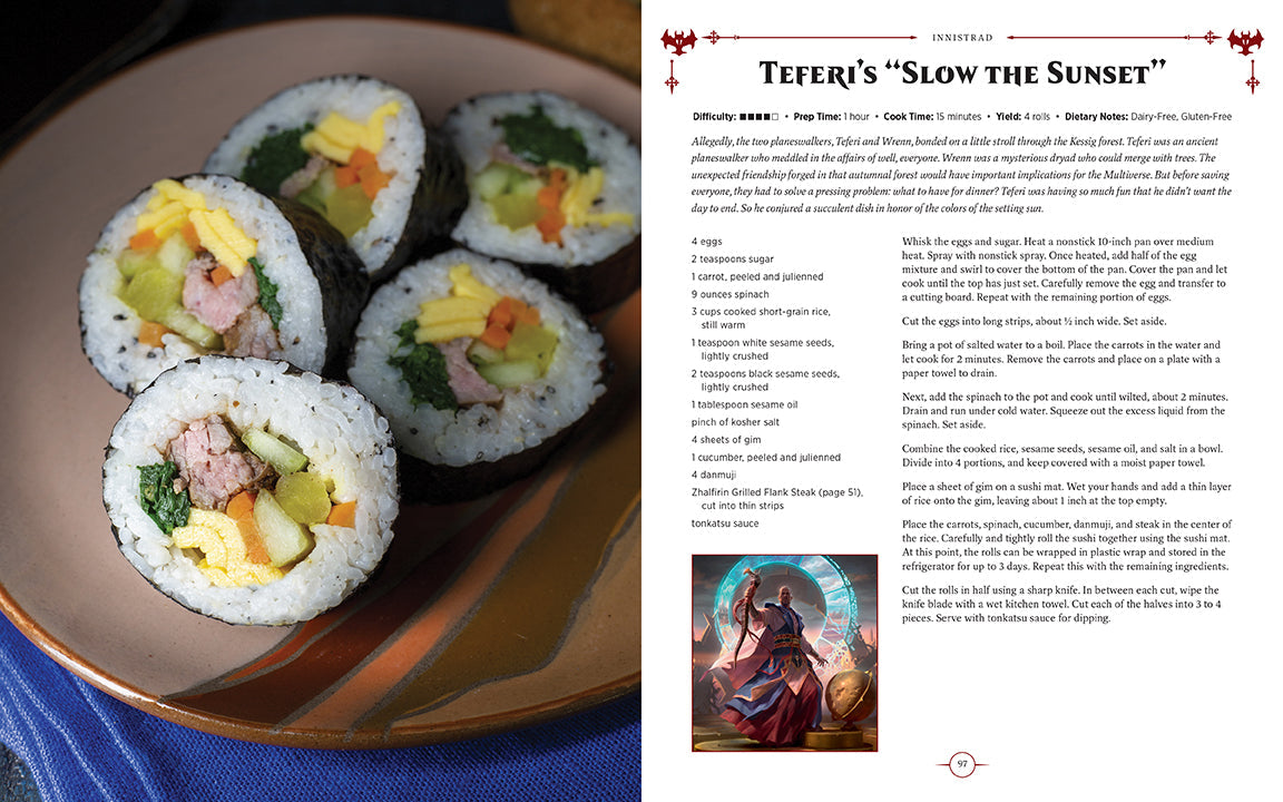 Hardcover of Magic: The Gathering official cookbook by Insight Editions featuring fantasy-themed recipes and game-inspired designs.