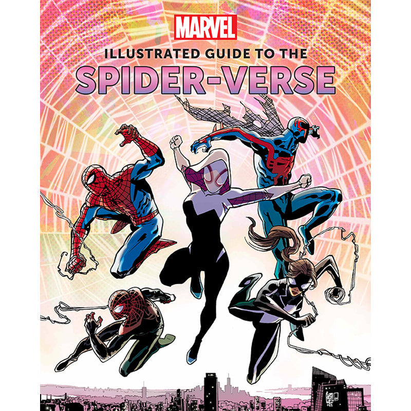 Hardcover of Marvel: Illustrated Guide to the Spider-Verse by Insight Editions, featuring colorful Spider-Man illustrations.