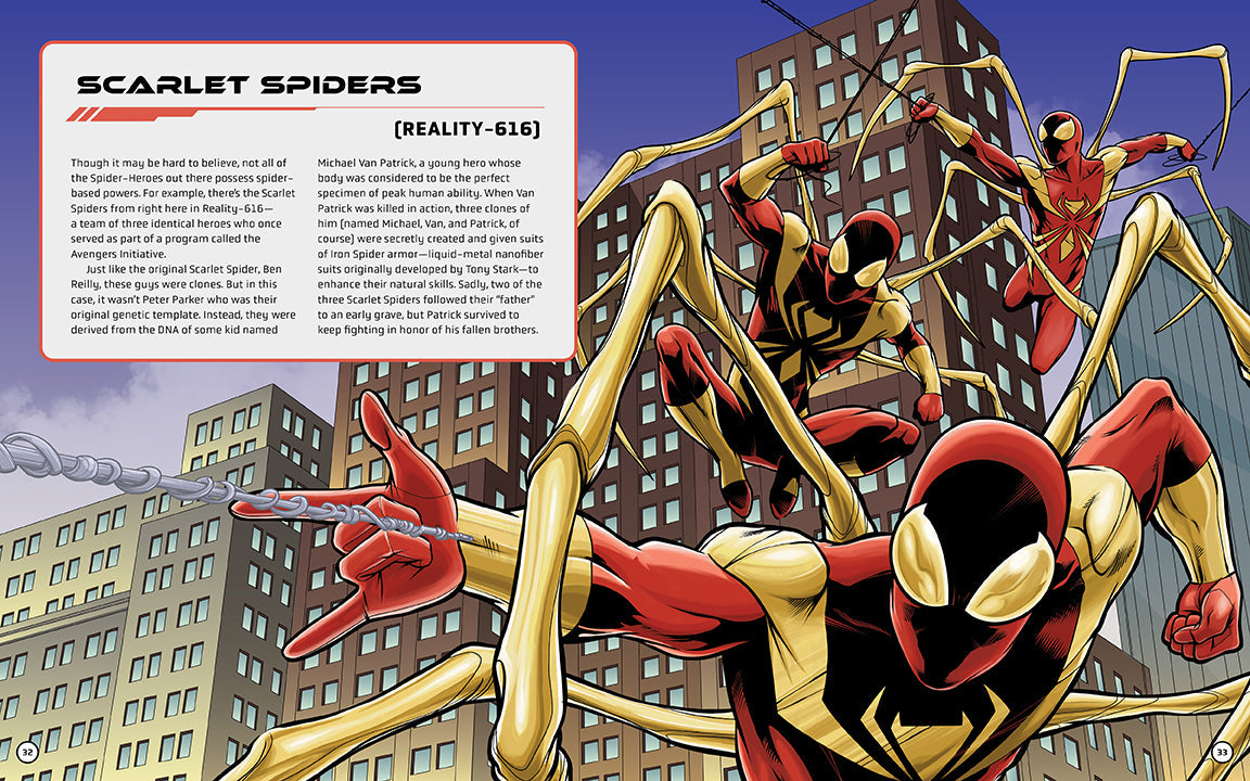 Hardcover Marvel: Illustrated Guide to the Spider-Verse by Insight Editions, featuring colorful Spider-Man artwork and detailed illustrations.