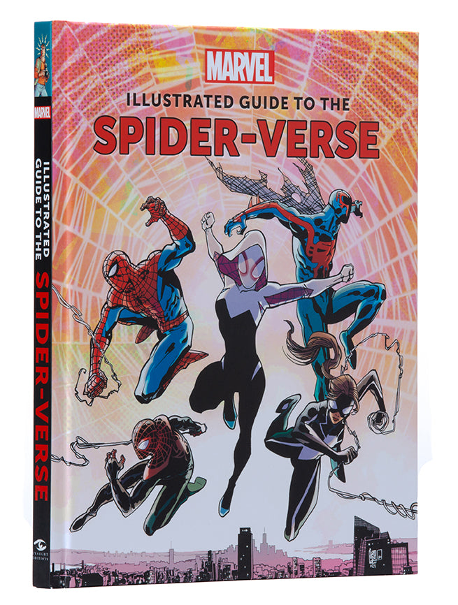 Hardcover Marvel: Illustrated Guide to the Spider-Verse by Insight Editions featuring colorful Spider-Man artwork and detailed illustrations.