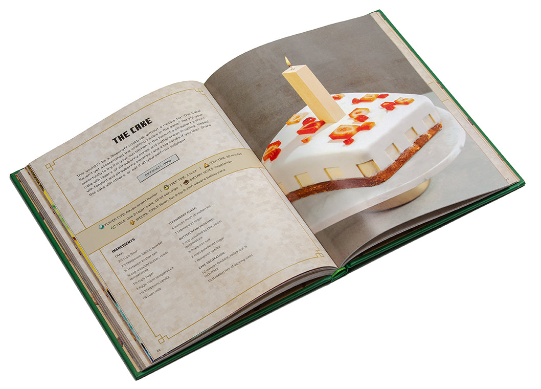 Hardcover Minecraft: Gather, Cook, Eat! official cookbook by Insight Editions with colorful food and Minecraft-themed illustrations.