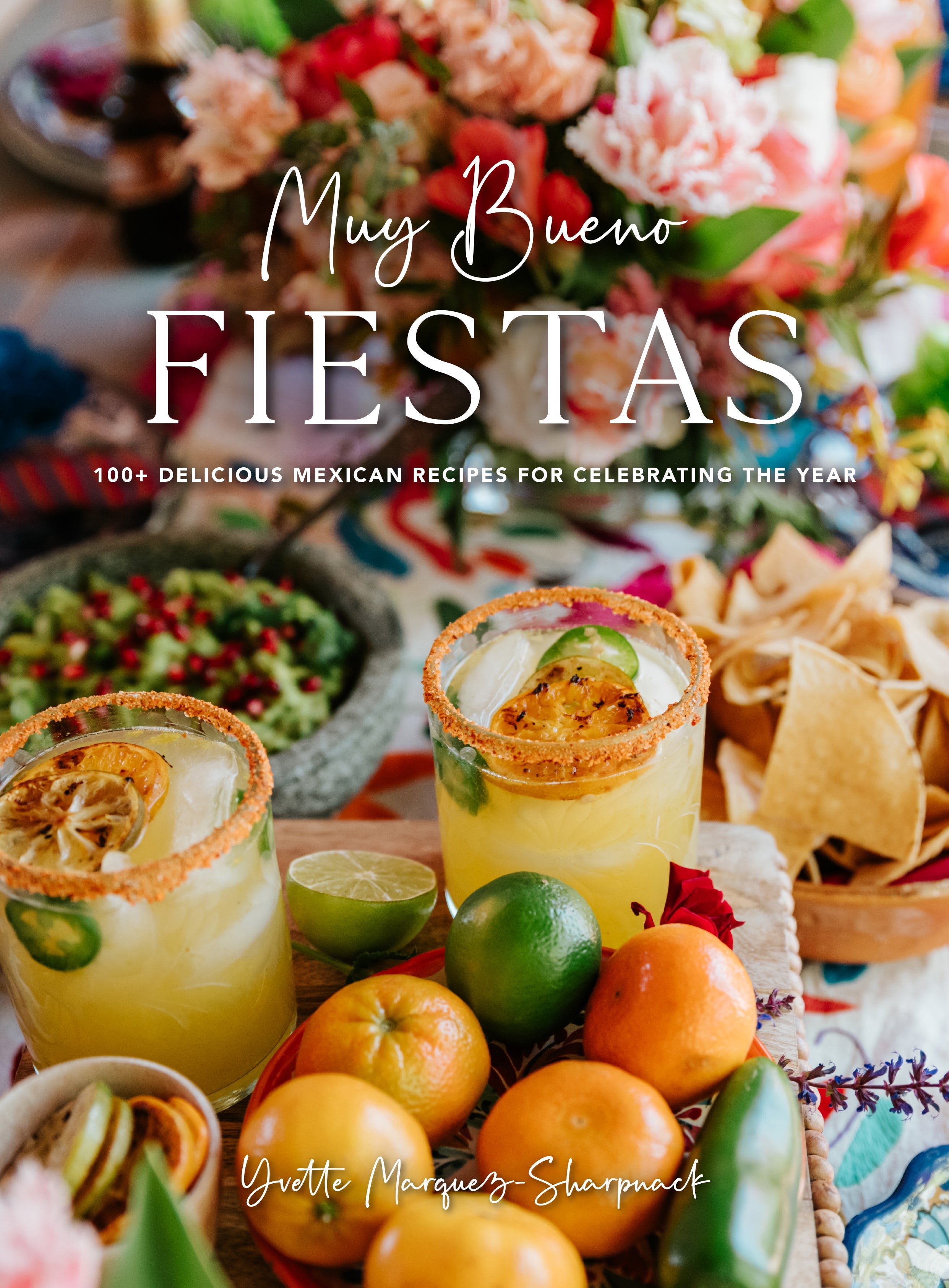 Hardcover book titled "Muy Bueno: Fiestas" by Insight Editions, featuring colorful festive celebration images.
