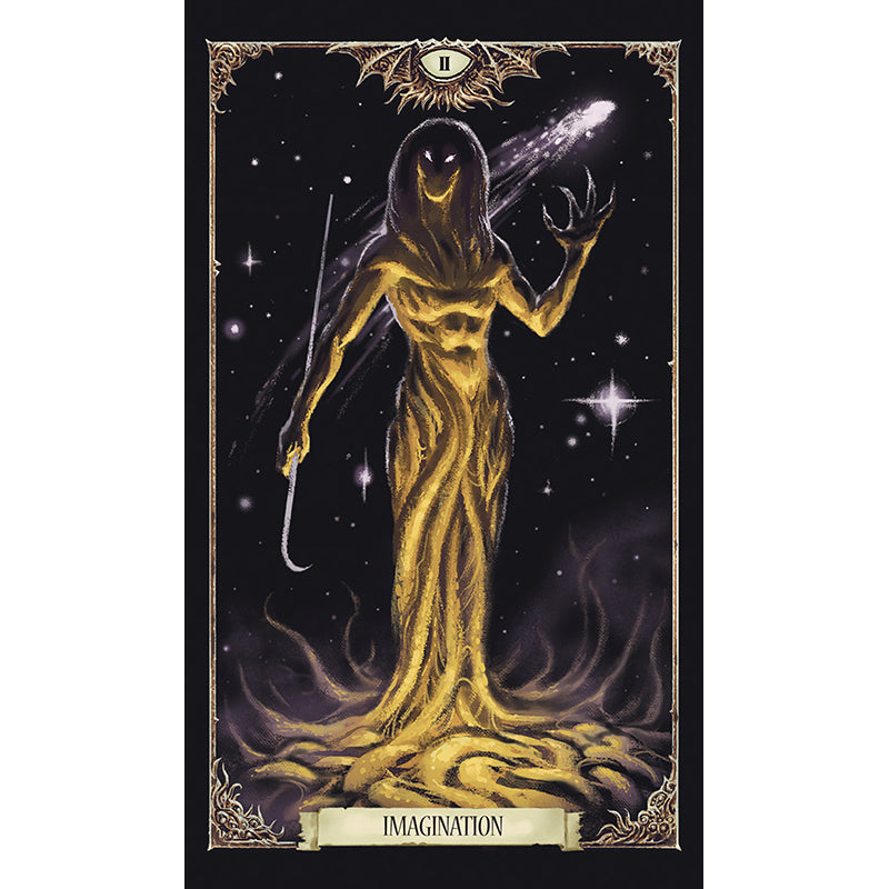Hardcover Necronomicon Tarot Deck and Guidebook by Insight Editions, featuring dark mystical artwork and detailed card illustrations.