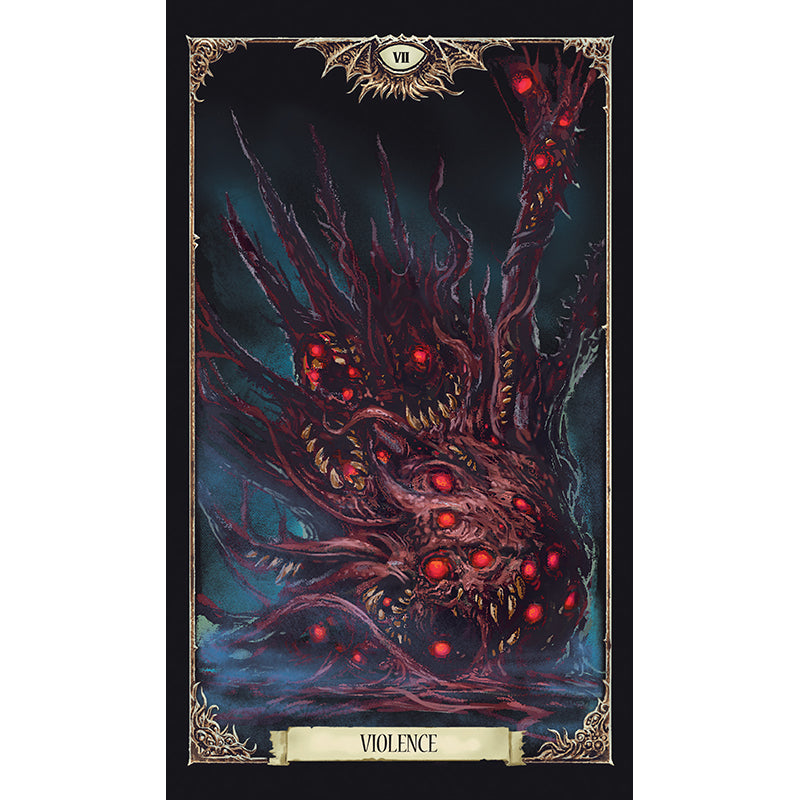 Hardcover Necronomicon Tarot Deck and Guidebook by Insight Editions featuring mystical artwork and detailed card illustrations.