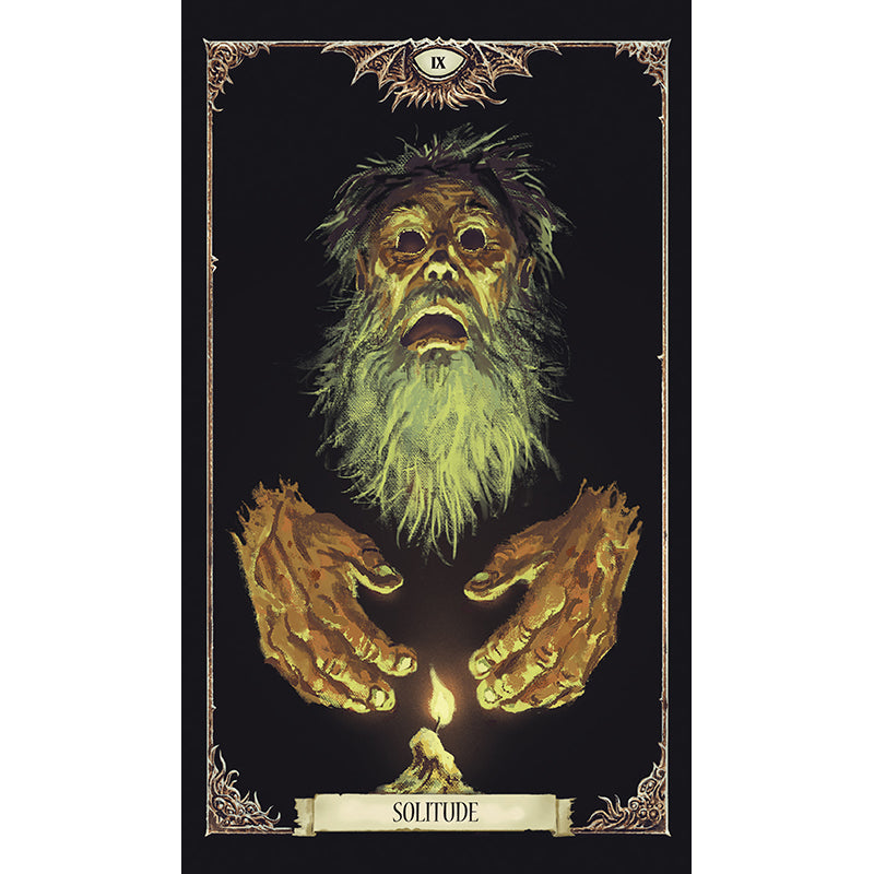 Hardcover Necronomicon Tarot Deck and Guidebook by Insight Editions featuring mystical artwork and detailed card descriptions.