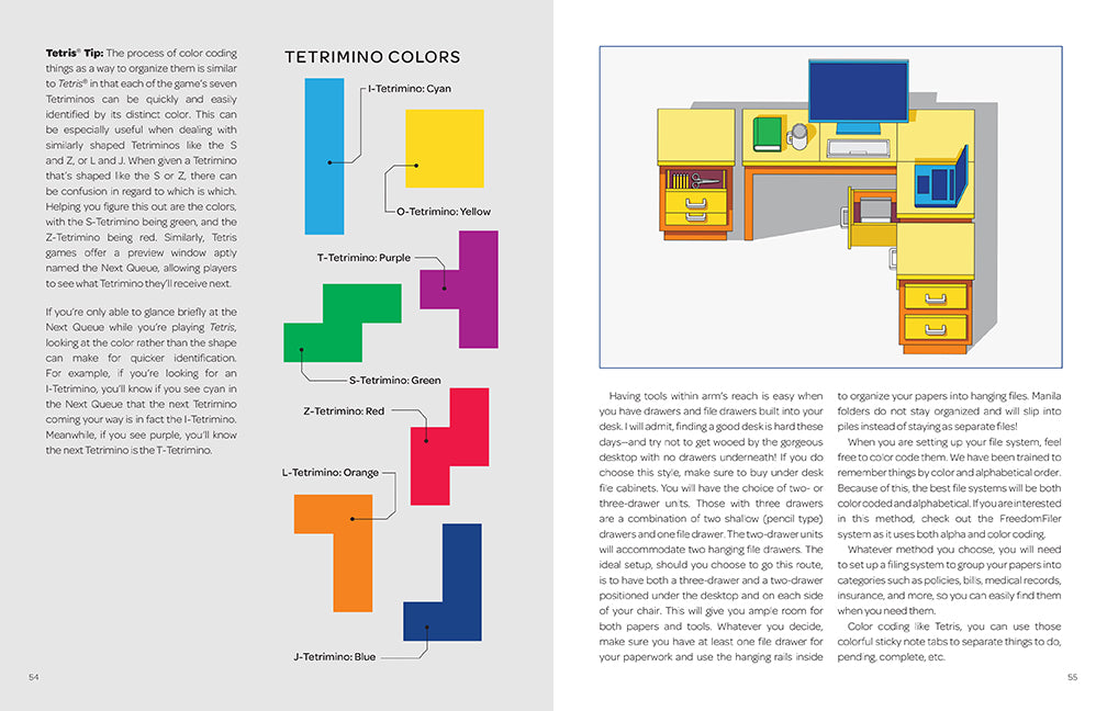 Hardcover book titled "Organizing with Tetris" by Insight Editions featuring colorful Tetris game imagery on the cover.