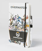 Hardcover Overwatch journal with ruled pages and matching pen by Insight Editions, featuring Overwatch-themed cover design.